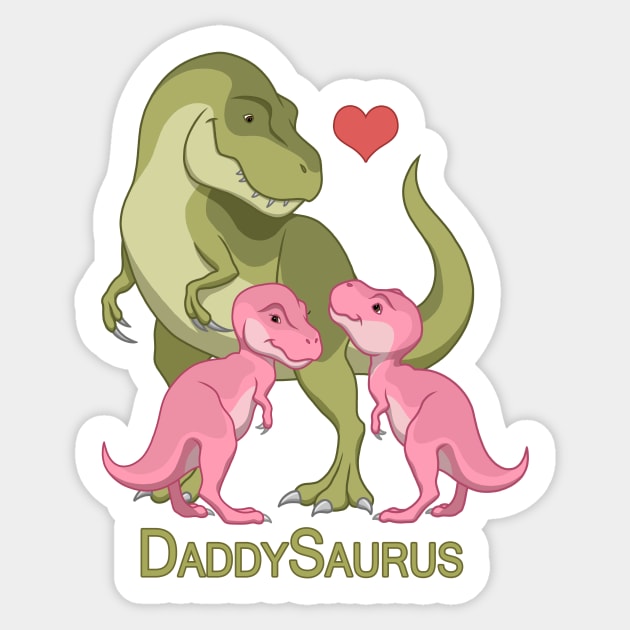 DaddySaurus T-Rex Father & Twin Baby Girl Dinosaurs Sticker by csforest